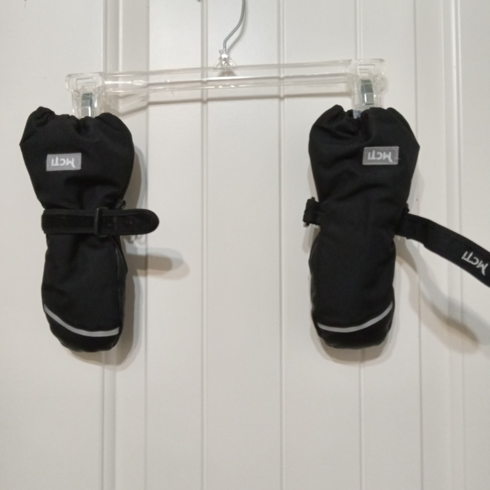 MCTI Kids Winter Mittens Black Fleece Lined Waterproof Insulated KDS-19 XXXS